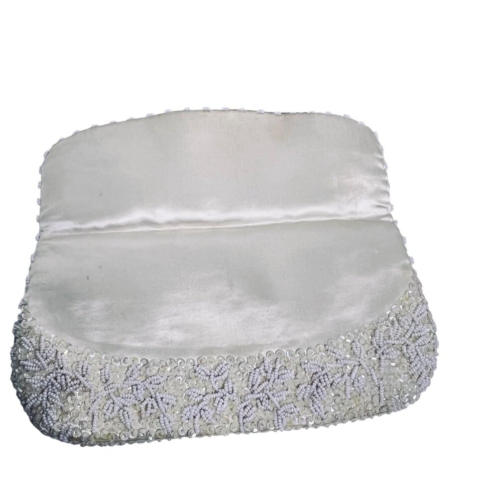 La Regale Ltd Ivory Beaded & Sequined Evening Bag Made In Hong Kong (5907) - Picture 5 of 15